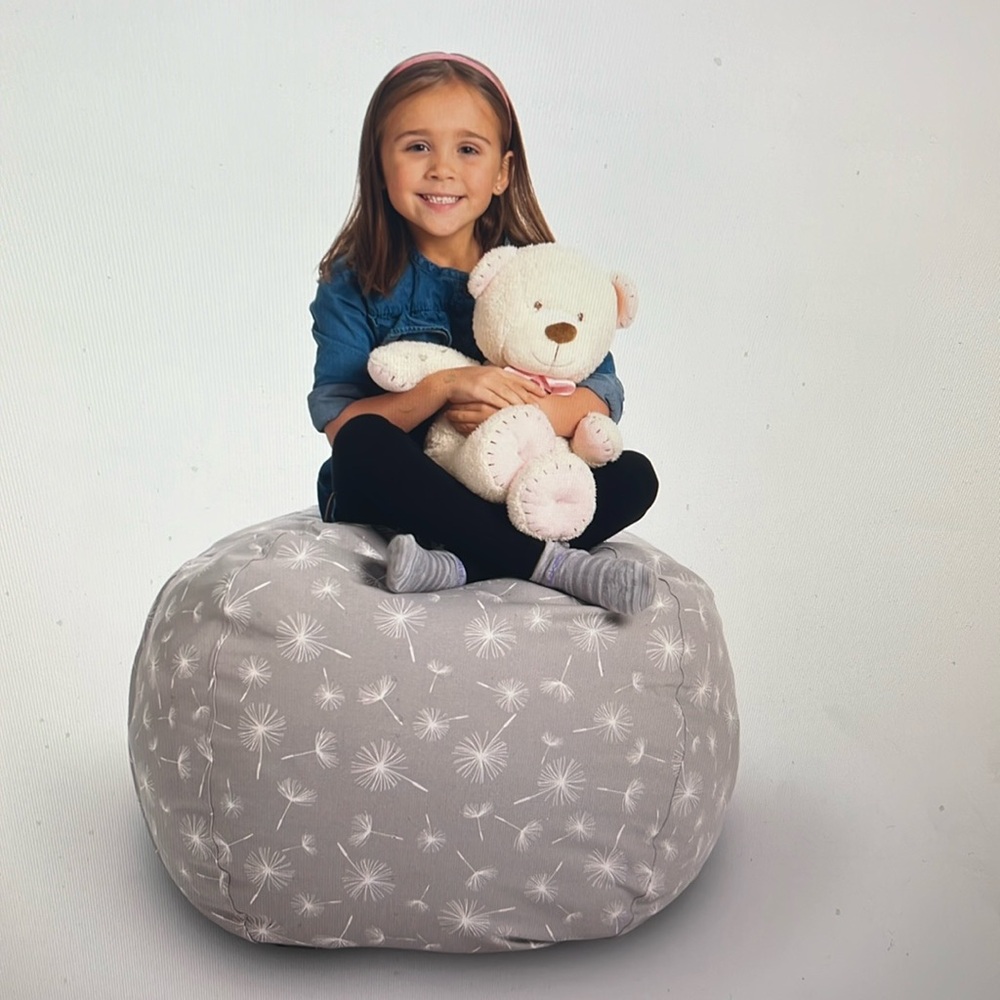 Stuff and Sit Bean Bag COVER for Stuffed Animals 33” gray dandelion